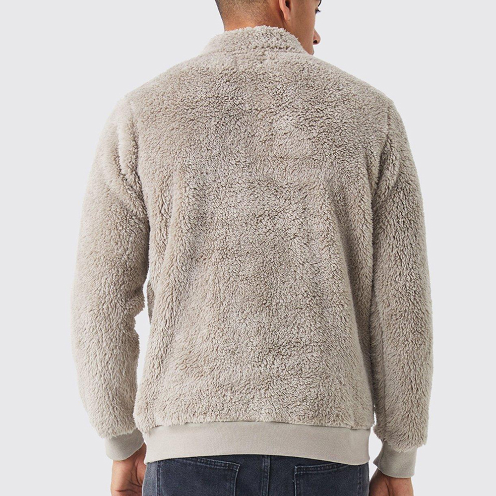 Borg Funnel Neck Man Embroidery Sweatshirt